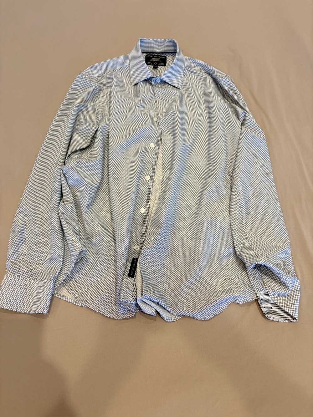 Report Collection Premium Performance Shirt – Blue Micro Print Slim Fit – Size L